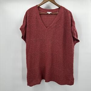 J Jill Sweater Womens 2X Knit Short Sleeve Open Knit Boxy Light Weight